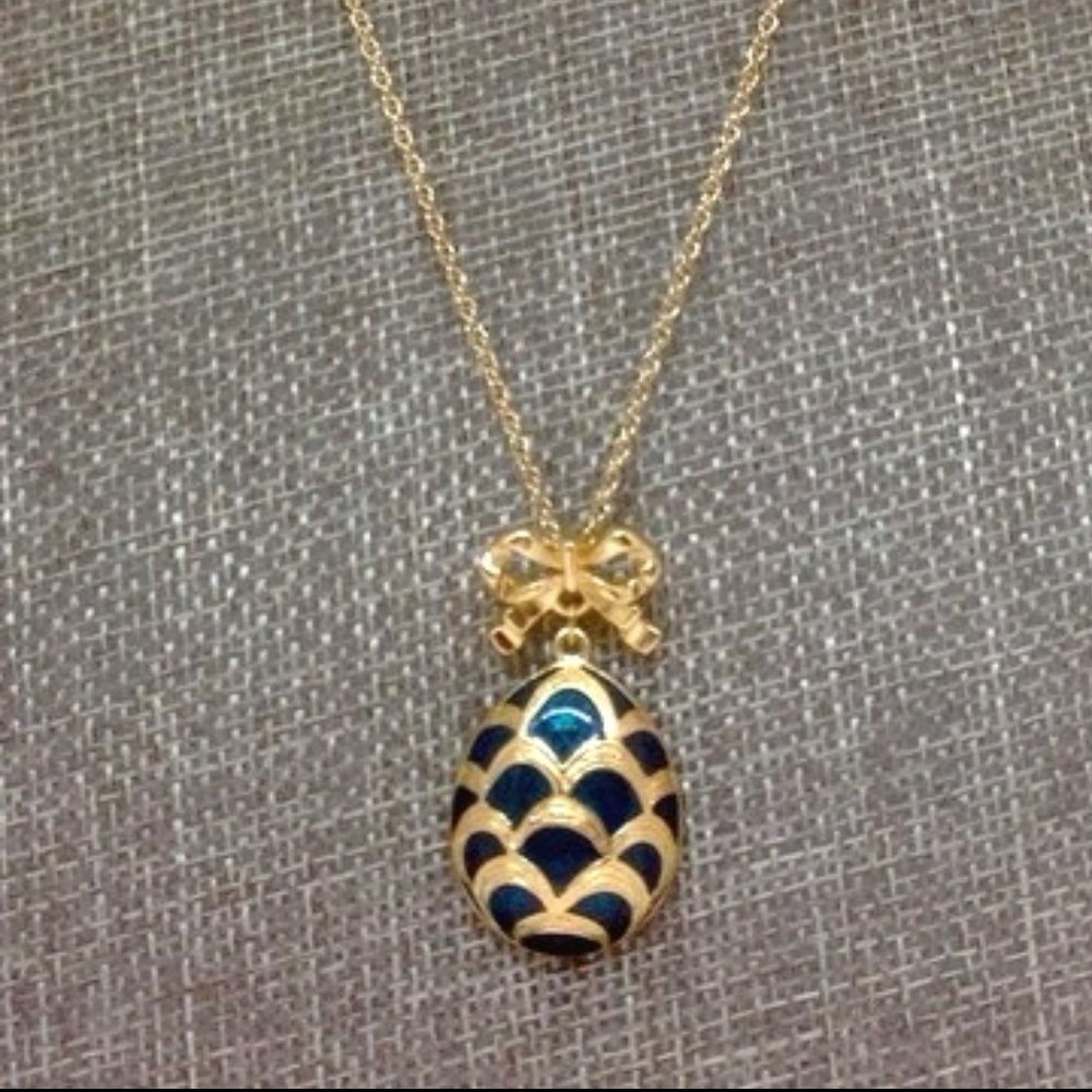 Bow & Drop Pendant Necklace Emerald Green Enamel